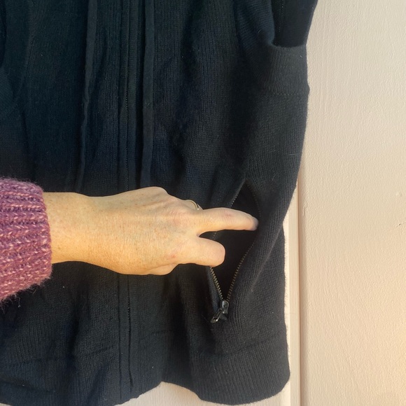 Helmet Lang Black Cashmere Sleeveless Zip-Up Vest szM - Picture 2 of 6